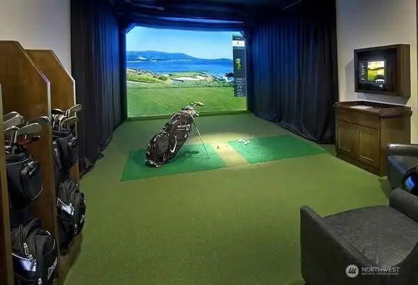 golf simulator in clubhouse