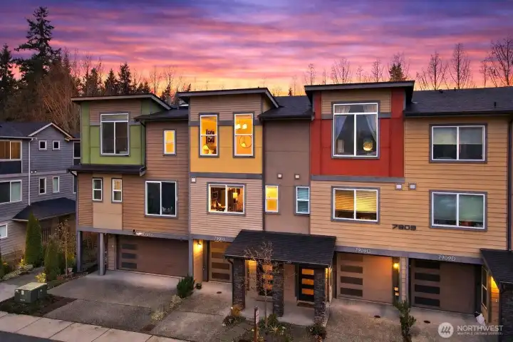 Contemporary Townhouse with two-car garage and driveway