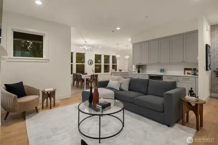 From here you can see a seamless transition from room to room.