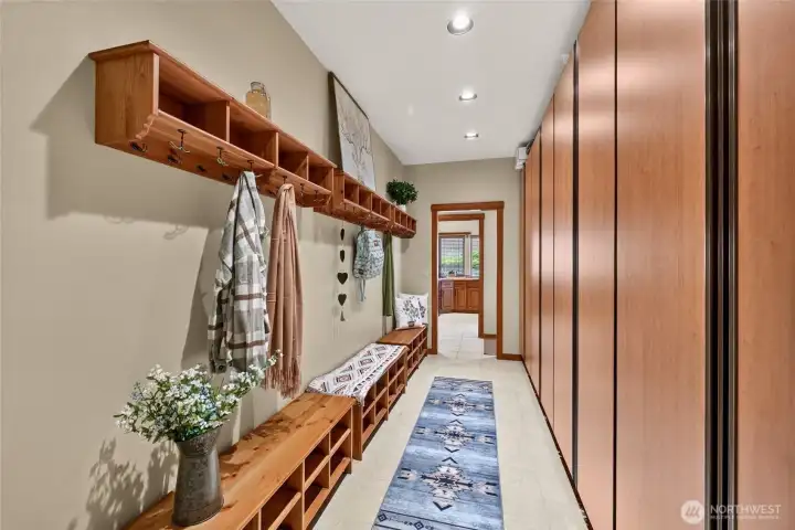 Mud Room with a Wall of storage Plus wall for Hang up items Mud Room with a Wall of storage Plus wall for Hang up items
