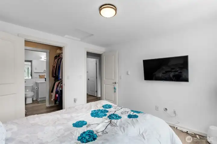 Primary bedroom with walk in closet.