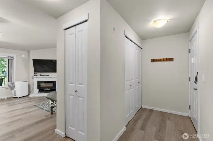 Spacious hallway with ample closet storage, part of the thoughtful layout in this updated Everett condo.
