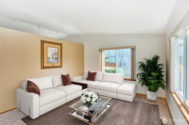 Living Room with vaulted ceilings