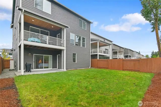 Fully fenced back yard and patio