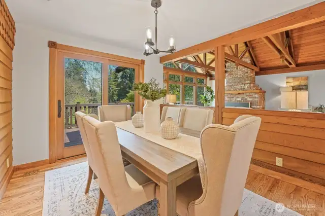 This home spares no details with the cedar accent wall in the dining room, updated solid wood french doors, and rich wood casing throughout.