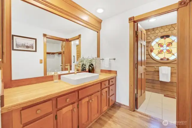 Beautiful, unique stained glass has been incorporated into this home and all homes in this John Galt designed community.