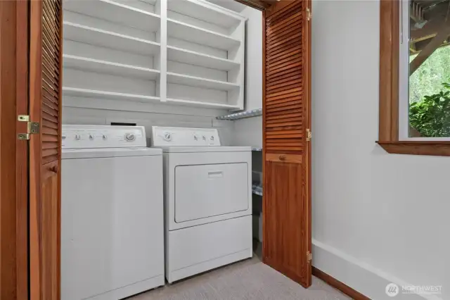 Convenient laundry space in the lower level rec/family room.