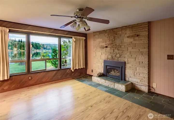 Warm up by the fireplace after a chilly day!