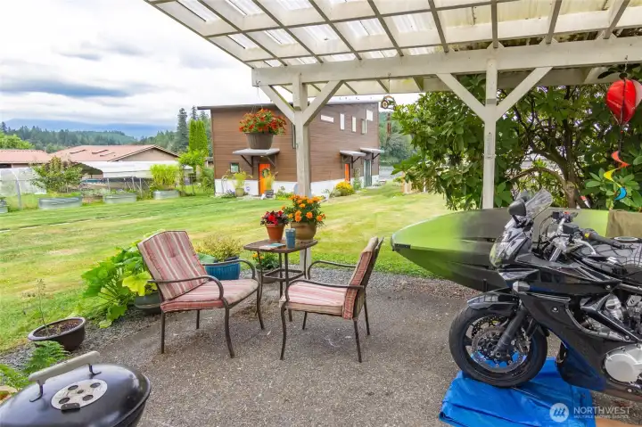 There's a lovely patio out the living room door to enjoy coffee on warm summer morning!