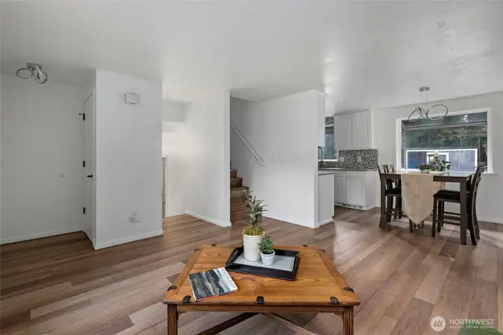 Laminate flooring throughout.