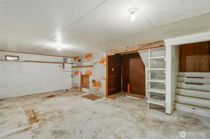 Basement area adds an extra area to make it what you need. Staying cool in the summer time.