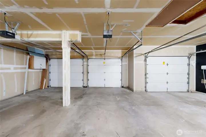 Large 3-car garage.
