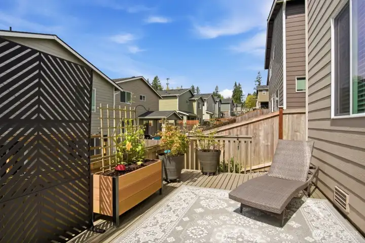 the yards on higher ground have more privacy than below