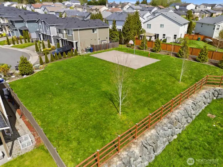 Athletic court and trails part of community space