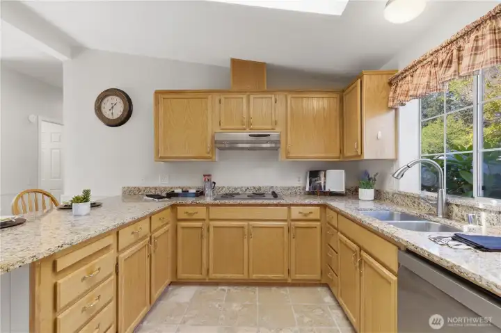 Wonderful counter space and lots of cabinets.
