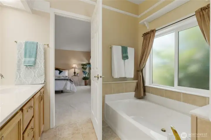 Primary Bath with Soaking Tub.