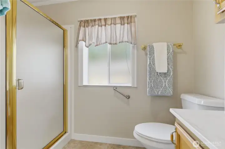 Spacious Primary bathroom and walk-in shower.