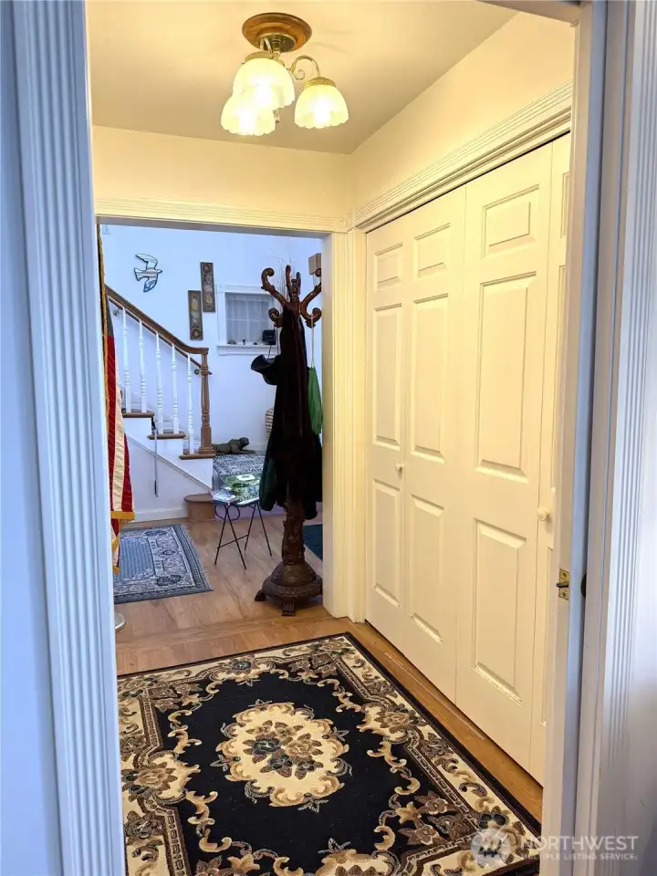 Note the large hall closet for coats or guests using the study for a bedroom.