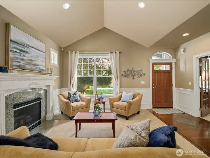 Surrounded by large windows that bring the outdoors in.