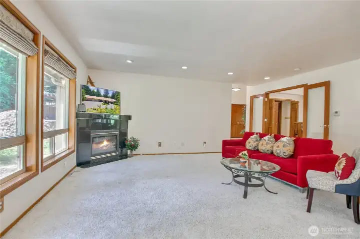 Family room has cozy gas fireplace Family room has cozy gas fireplace