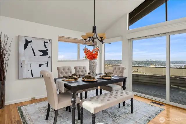 Enjoy dining with a perfect view of seattle/Bellevue and lake Washington