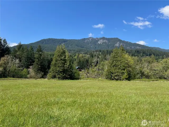 Facing northwest, view across the river to Davis Mountain.