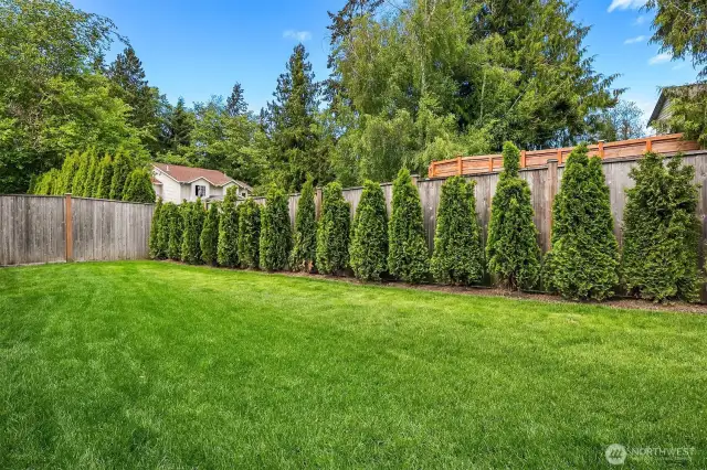 Fully fenced side and back private backyard.