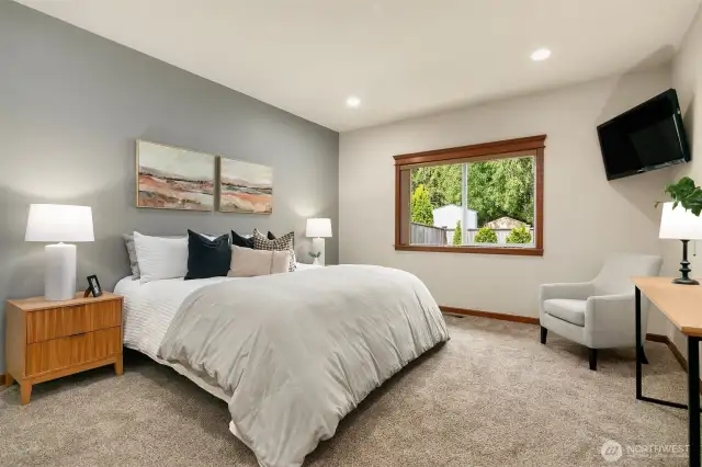 Primary suite with attached bathroom.