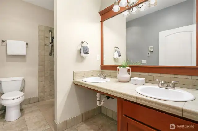 3/4 bathroom off primary bedroom.