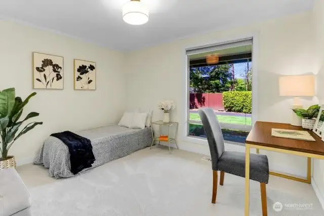 BONUS ROOM!  Office or guest suite sits back off kitchen, find new plush carpet here!