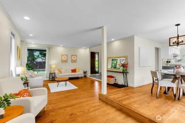 Entertainer's dream with a circular floor plan which provides easy flow from kitchen, dining, and living room!