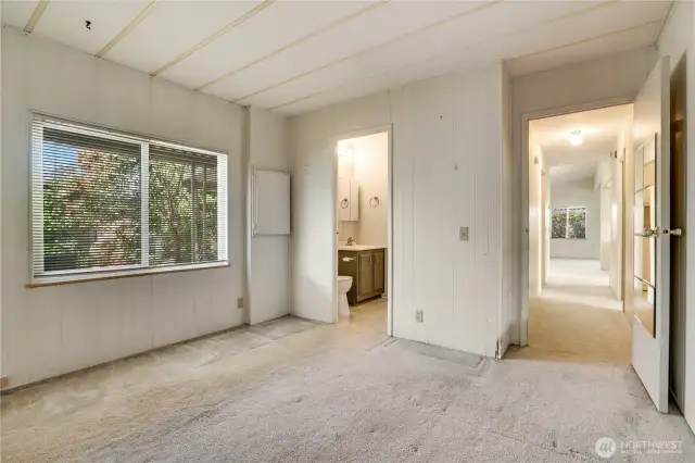 With an attached bathroom, this makes the second bedroom a possible second primary suite.
