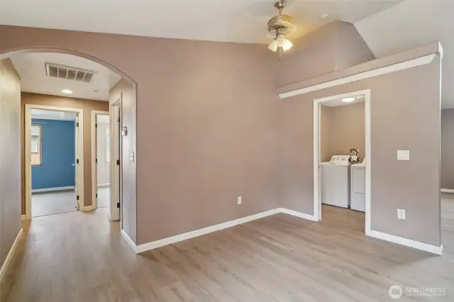 dining room with laundry room