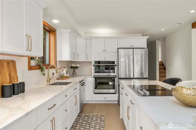 Custom cabinets and sleek quartz countertops