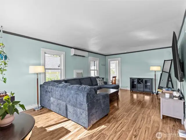 The spacious living room has plenty of space for all of your comfy furniture.