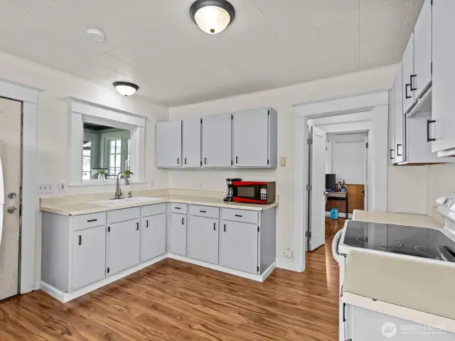A simple epoxy coating to the counters would transform this space for even the tightest budget.