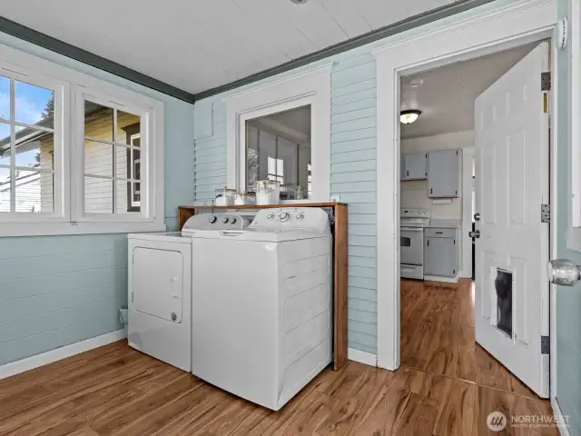 Conveniently located laundry area off the kitchen.