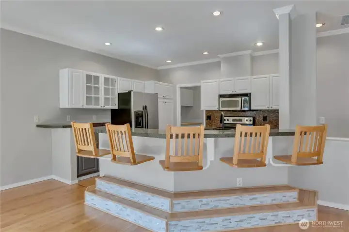 Custom built-in swivel bar stools