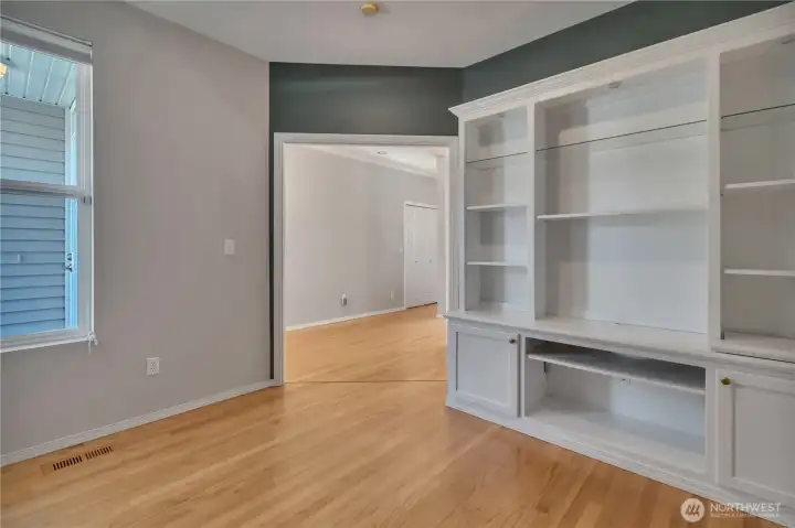 Den with built-in cabinates
