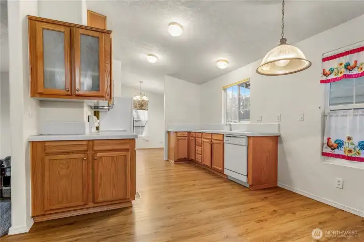 Another view of the kitchen with a look at the eating space.