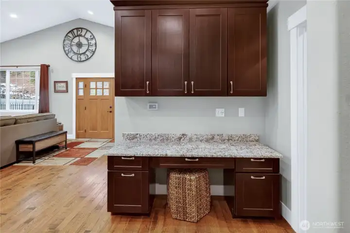 Planning desk with extra cabinet space.