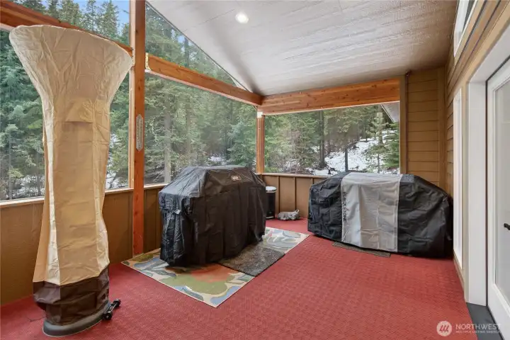 Also includes a large Weber grill and a Blackstone flattop grill with built-in air fryer.