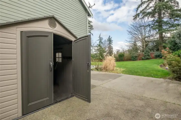 Large shed in side yard
