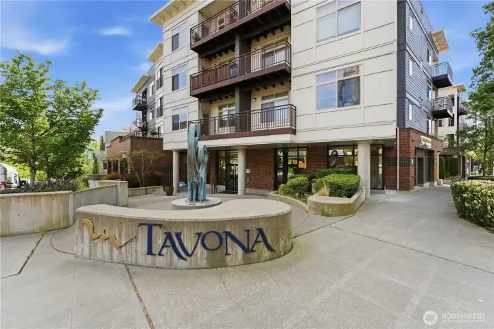 Inviting entry at Tavona, beautifully landscaped and thoughtfully designed.