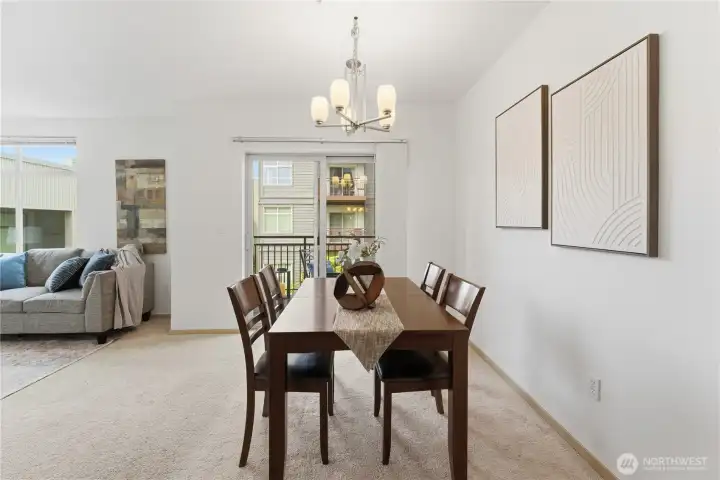 Bright dining area with easy access to the deck