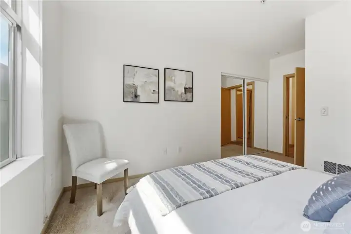 Guest bedroom from another perspective, showing the large closet