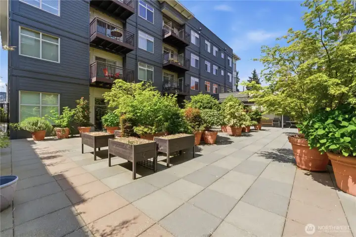 Additional angle of the serene inner courtyard, a secure and private residents-only space.