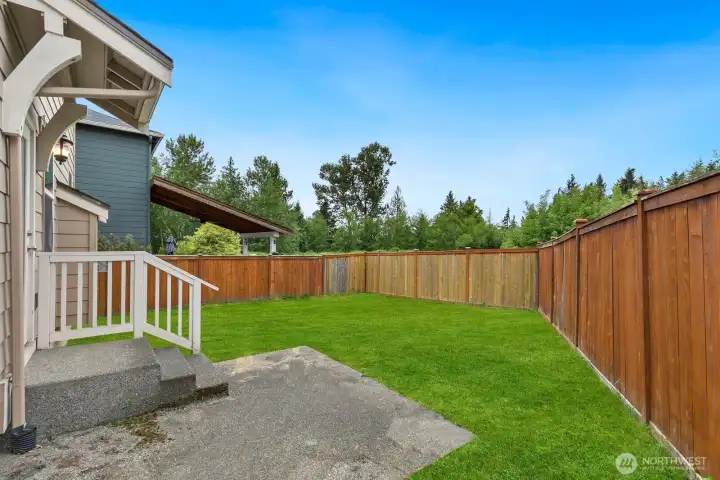 Fully fenced good-size backyard