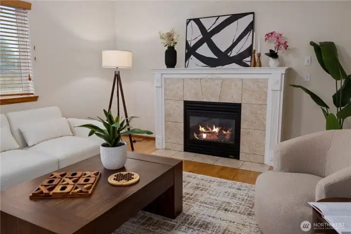 Beautiful Gas Fireplace (Flames virtually staged)