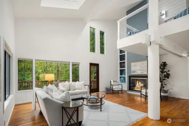 Living room with high ceilings